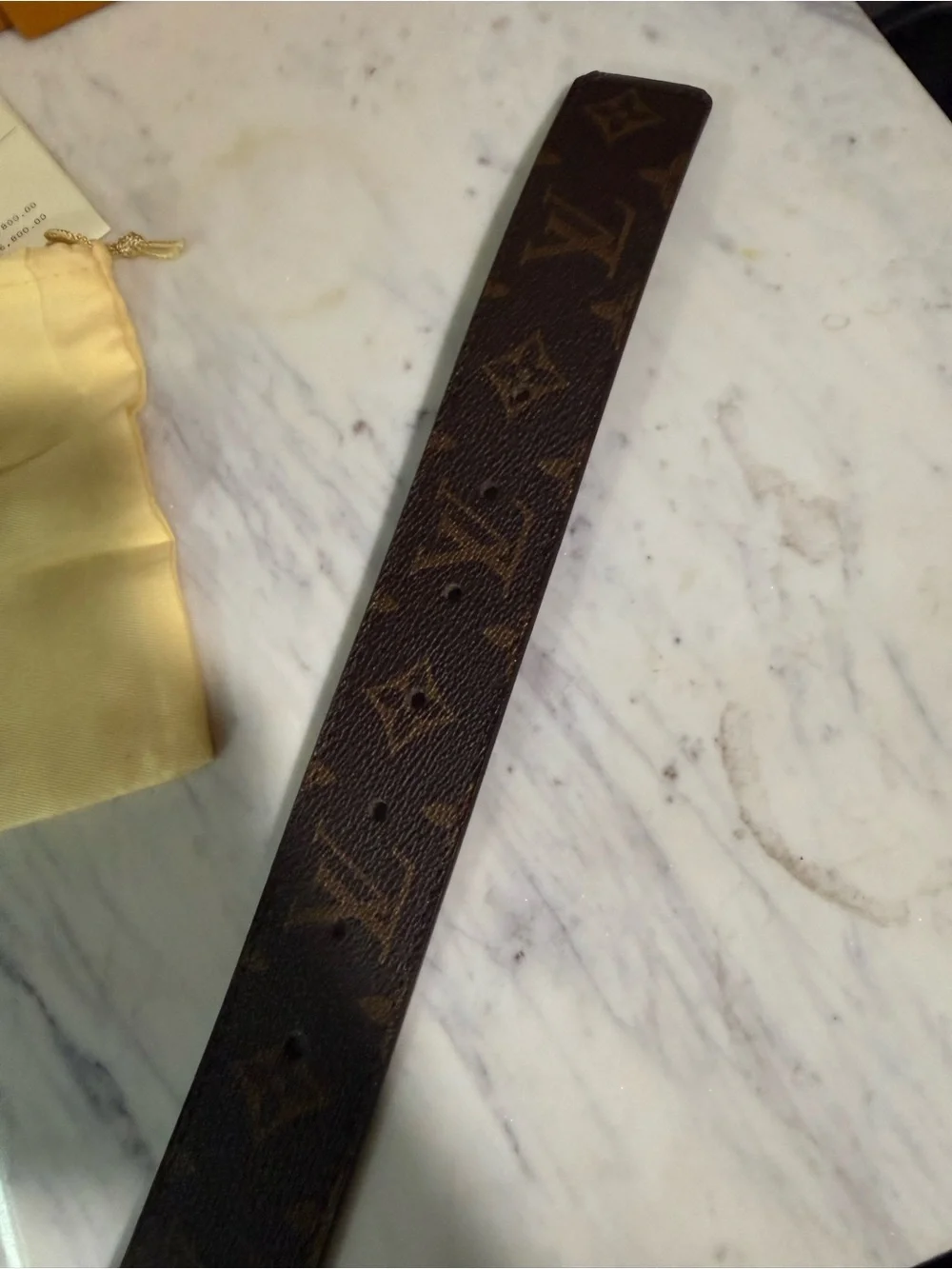 Louis Vuitton Brown Monogram Men's Belt with Silver LV Buckle